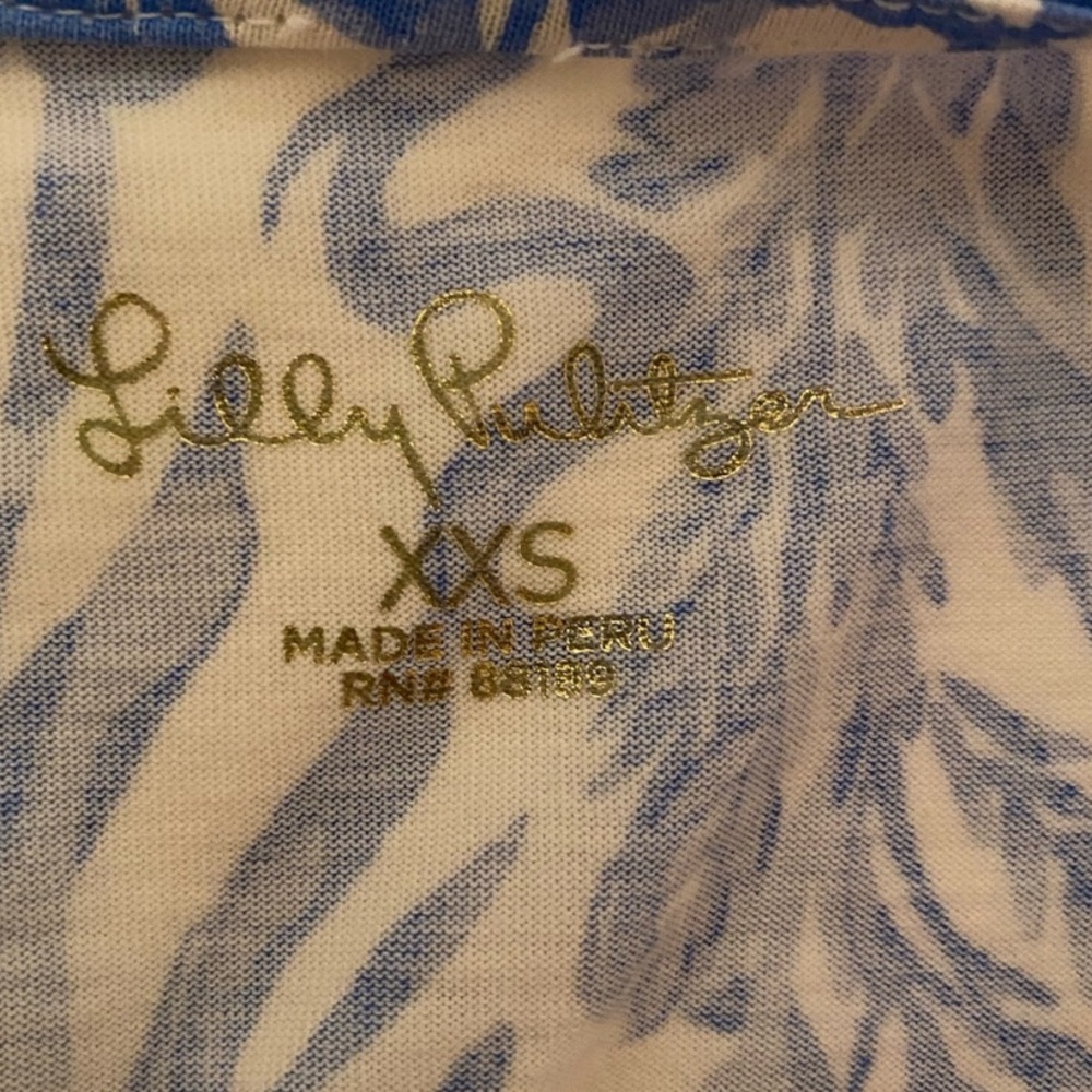 Lilly Pulitzer Brewster Sheath Cotton T-Shirt Dress Blue White Women XXS NWOT - Picture 4 of 11